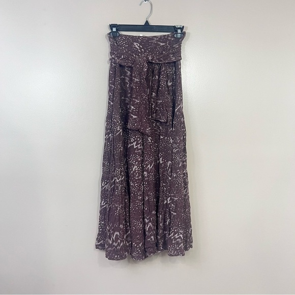 Olivaceous Womens Pants Small Wide Leg Rayon Elastic Waist Pull On Brown Boho - Picture 2 of 12